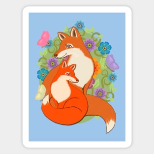 Two Foxes in a Garden Magnet